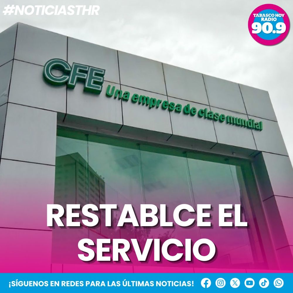 #Entérate #THR⚡️CFE Nacional se compromete a restablecer hoy mismo el servicio en los municipios de #Jalapa, #Tacotalpa y #Teapa 

#Tabasco #Villahermosa #EnergíaEléctrica #NoticiasdeHoy