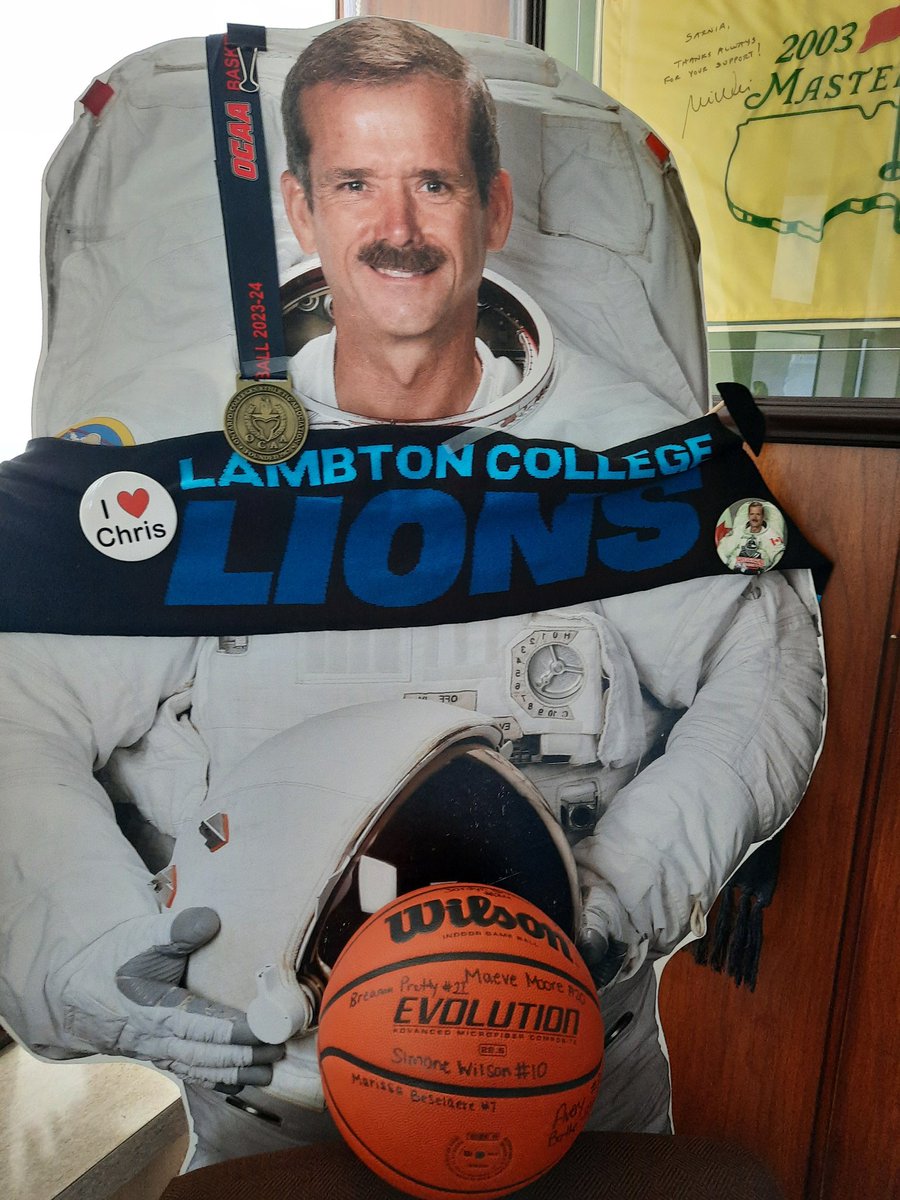 Spirit of Sarnia: Now on display in the Oval Office, souvenirs of the Lambton Lion's National Women's Basketball Silver Medal Season. Cardboard Chris is temporarily custodian till can be properly displayed. Shout Out to the Lion's for a great Season 👍Best wishes for Next Year.