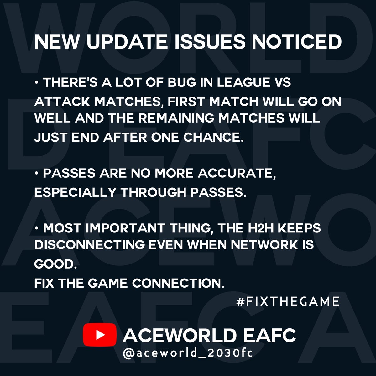 aceworld_2030fc's tweet image. Issues that I&apos;ve noticed personally about the new update, The connection issue is very boring 😮‍💨😮‍💨
#fixthegame #FCMobile
@minusfcmobile @PhanMinhHauFFM @KnowHash @KJavierFM @2EMESYT @AviPriyankar @Afataulla @MadridistaaFC @JONALDINHOtm @PIROGAMING07 @FirstHalfYT