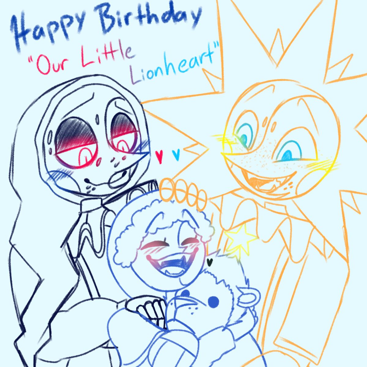 Happy Comet day everyoooooone 💫☄️💫🎉🎉 Moone and Sunn had to wish their sweet baby a happiest of birthdays 💙🧡🤍 Comet belongs to the beloved @SunnyBeeMoon 💜