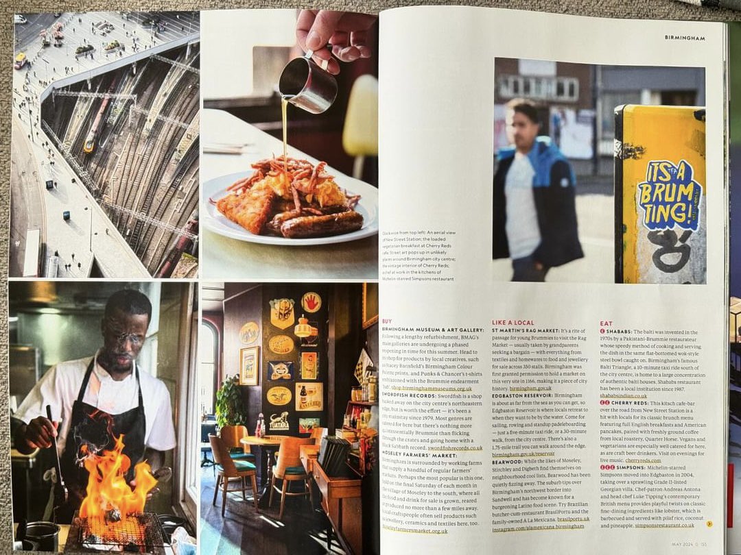 You’ll find my favourite Brum institutions like @BhamRoundhouse @BM_AG @ikongallery @SwordfishBham + indie spots including @hareandhounds @ilovecherryreds @nortons_digbeth inside, with killer photos from Ben Rowe @NatGeoTravelUK