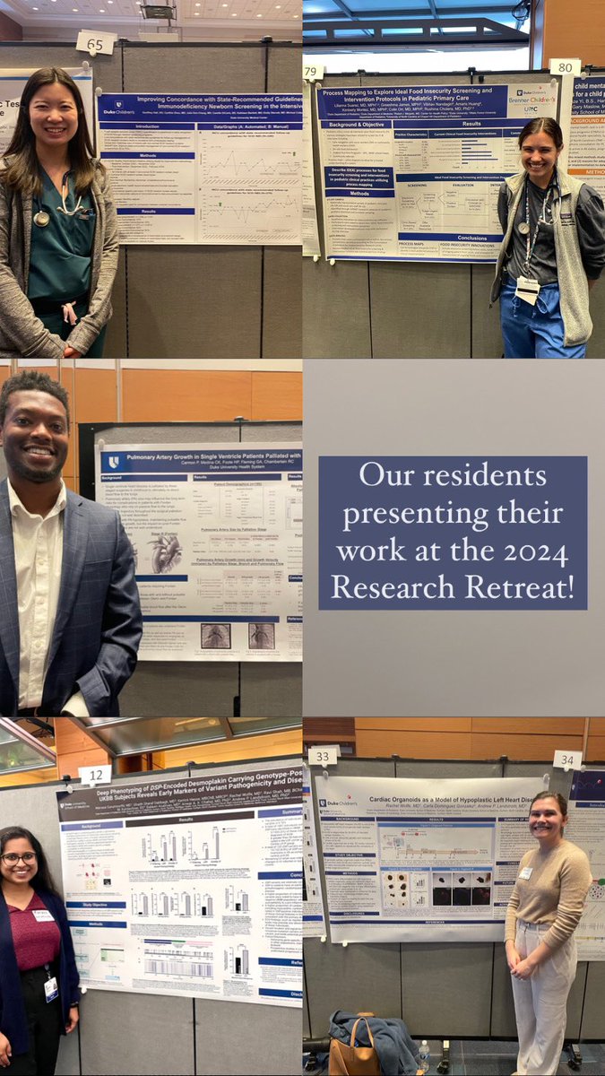 Check out our residents presenting at the 2024 Research Retreat! @dukemedpeds @DukePedsRes @LilySuarez_Halm