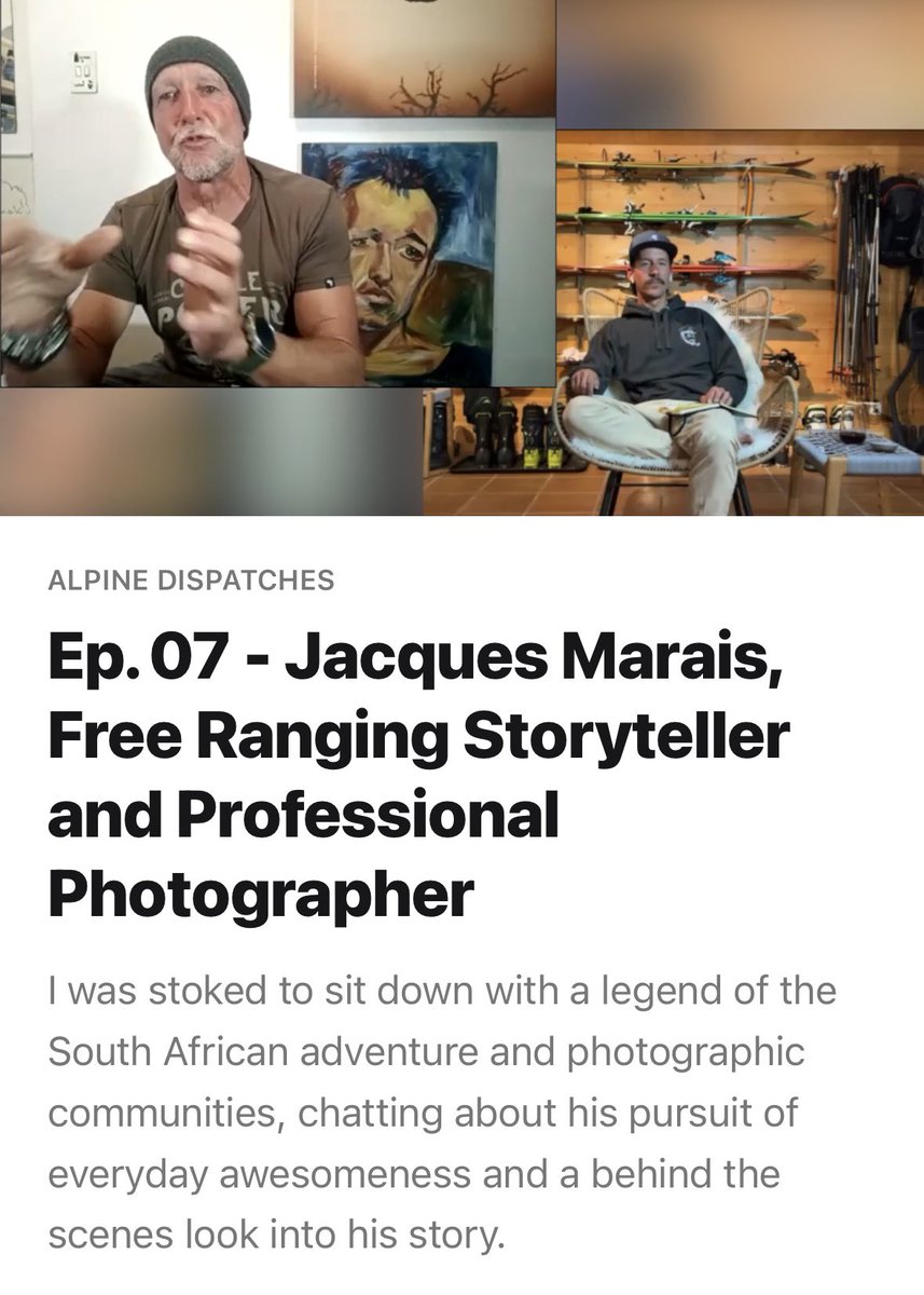 A (virtual) fireside chat with the old school embodiment of gees (stoke), Mr @JacqMaraisPhoto 👇🏽. Early evening, glass of red wine in hand, about to head down the rabbit hole that is the wild career and life of Jacques Marais - thus far. Come join us (link in bio) 🤠🍷!