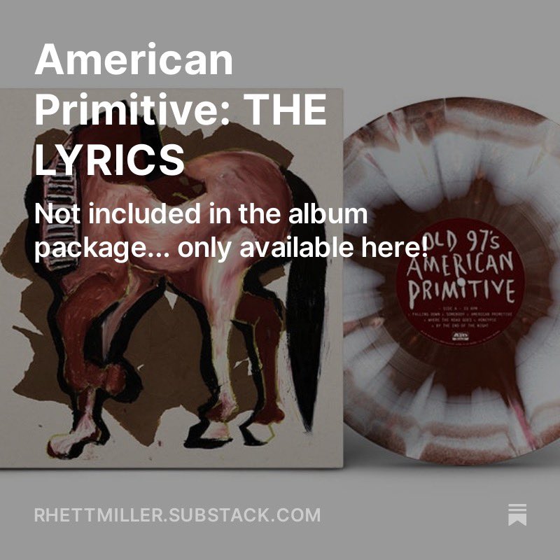 American Primitive: THE LYRICS - tr.ee/4k6Sbn2UvO The only complaint I’ve heard so far about the new album is that the lyrics aren’t included in the package. Now they’re available! On my Stack! And the good news? They aren’t behind a paywall. Go get em!