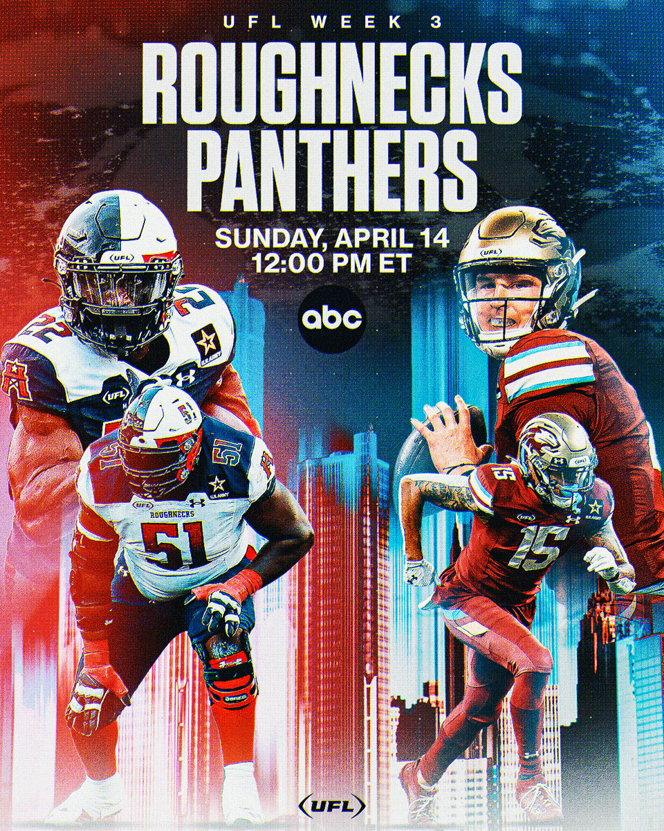 Who's getting the win at Ford Field? 🏈 @XFLRoughnecks vs. @USFLPanthers Sunday at 12pm ET/11am CT on @ABCNetwork