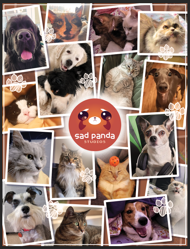 Happy #NationalPetDay from the #kitties and #puppers of Sad Panda Studios! The unconditional love of our pets inspires us every day to create games that give our players those same warm fuzzy feelings. Have a pet pic of your own to share? Hit that Quote RT or reply below!