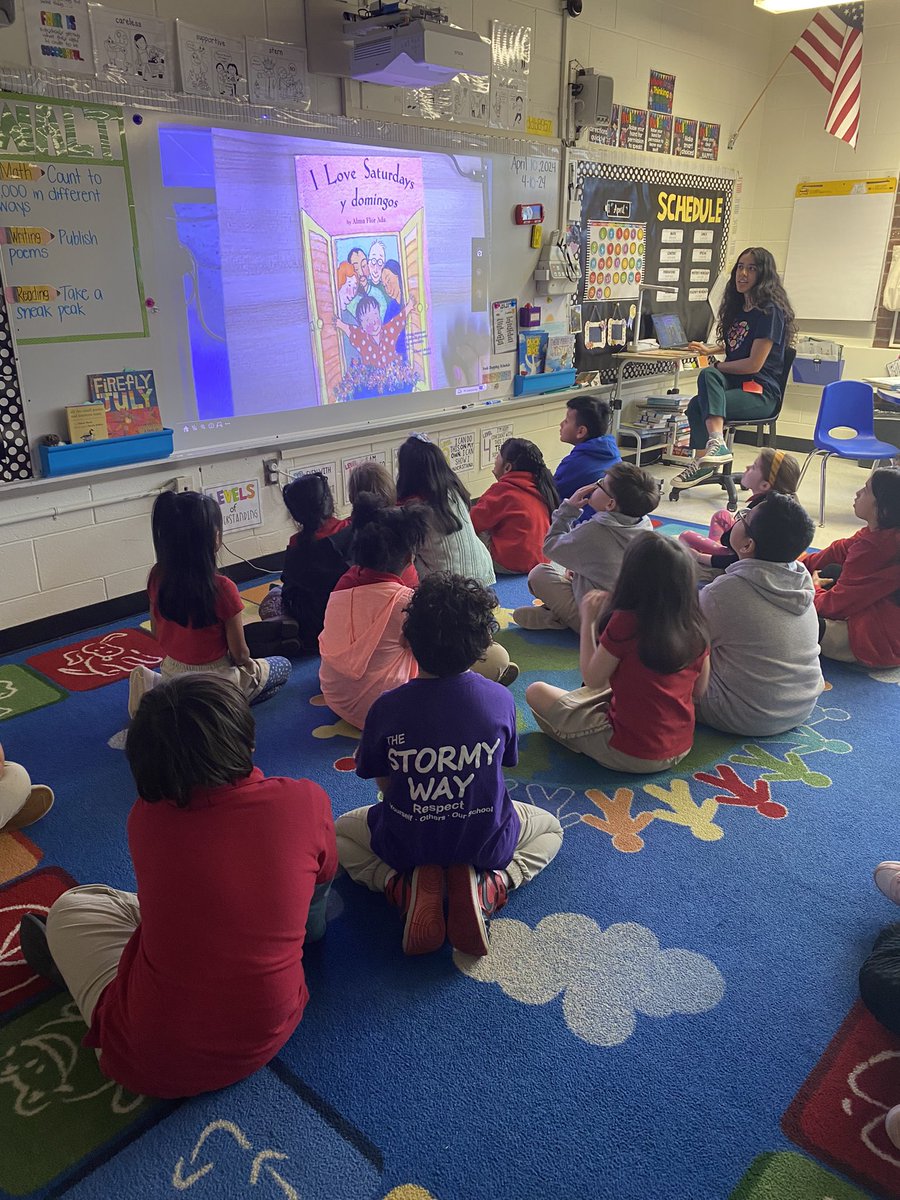 We LOVED having Ms. Flynn read to us today during our first Teacher Swap. Thank you for the visit! <a href="/flychristinafly/">Ms. Flynn</a> <a href="/MrsSlipek_RBPS/">Aria Slipek</a>