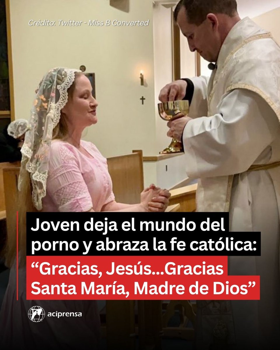 aciprensa's tweet photo. ¡Bienvenida! Oremos por su conversión. 🙏 ❤️

Bree Solstad, una “exactriz y productora porno” abandonó su vida de pecado y recibió el Bautismo, la Primera Comunión y la Confirmación en la Vigilia Pascual esta Semana Santa 2024.

La joven, que ahora se se define como “una pecadora arrepentida que se convirtió a Cristo”, anunció su decisión de dejar atrás el mundo de la pornografía el 1 de enero, Solemnidad de la Madre de Dios. “He decidido dejar el trabajo sexual. Arrepentirme de mis innumerables pecados. Abandonar mi vida de pecado, riqueza, vicio y vana obsesión por mí misma”, escribió.

Ella explicó que tomó la decisión tras un viaje a Roma y Asís, en Italia, donde experimentó “lo que solamente puede describirse como una conversión que cambia la vida”.

“Es una experiencia humillante y sé que muchos se burlarán de ella o la cuestionarán. Estoy renunciando a todos mis ingresos y entregando mi vida a Cristo. Dejo atrás mi vida de pecado desenfrenado, vicio, orgullo, libertinaje, vanidad y mentiras para –con la gracia de Dios– vivir una vida de verdad, belleza, obediencia a la voluntad divina de Dios, virtud y humildad”, escribió.

Bree, que creció en una familia luterana y que con el tiempo se alejó totalmente de Dios, dijo que en su viaje a Roma sintió “que [la Virgen] María me estaba llamando de una forma muy particular. Cada vez que entraba a una iglesia la buscaba, podía sentir realmente su presencia”.

Además, dijo que sintió la intercesión de Santa Clara de Asís. “Santa Clara me conmovió hasta las lágrimas. Me arrodillé ante su tumba y le pedí ayuda. La sentí presente y sentí que me decía que iba a tomar todo mi dolor y ansiedad para dárselos a Dios”.

La joven, que ahora solo vive de una tienda de artículos religiosos en Etsy “AveMariaEveryDay”, alentó a otras personas que pasan por situaciones similares a confiar sus vidas a Cristo.

“El perdón y la misericordia de Dios son reales. Si alguien tan quebrada y pecadora como yo puede ser redimido y convertido, no hay duda de que cualquiera que lea esto también puede ser salvado por Su Divina Misericordia”, señaló. “Gracias, Jesús, por no abandonar a una pecadora tan miserable. Gracias Santa María, Madre de Dios, por tu inmenso amor y consuelo”, concluyó.

Más información:
👉 https://t.co/VeIy8Zlrzm