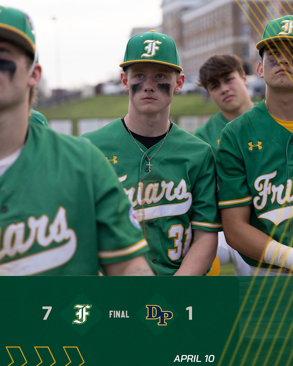🔰FINAL🔰

Devon - 1
Friars - 7

🟢Coleman: 3-for-4, 2B, 3 RBI
🟢Cannon: 2-for-2, 3 RBI
🟢Kehoe: 1-for-1, 2B, 2 BB, 4 R, 2 SB
🟡Ortegae: 6.0 IP, 2 H, 0 ER, 1 BB, 7 K
🟡Schade: 1.0 IP, 0 H, 0 R, 0 BB, 2 K

Next: Thursday 4/11 At  Appoquinimink (DE)