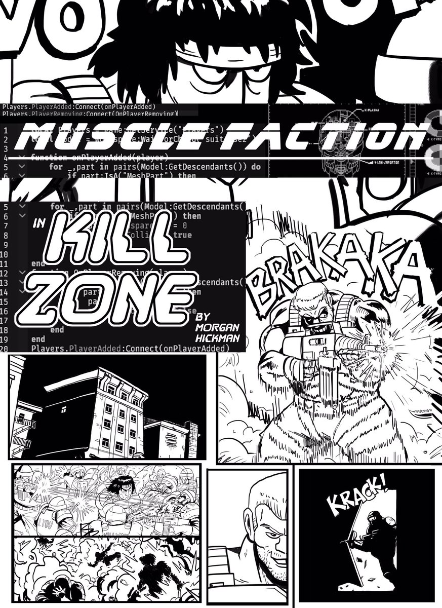 Muscle Faction: KILL ZONE Is a one-shot issue starring Hawk and Dutch of Muscle Faction. Written and illustrated by me, it’s printed and out in stores in the Portland area, with more to come 💪 Huge thanks to all that have given feedback and support