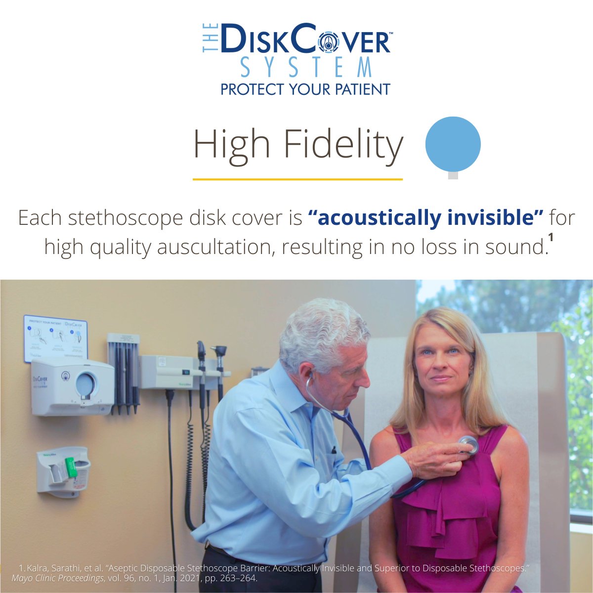 🔊 The DiskCover System's aseptic stethoscope disk cover barriers offer High Fidelity.  Disk covers are acoustically invisible and have NO negative impact on sound quality during auscultation.  
#fidelity #protection #infectionprevention #healthcare #innovation
