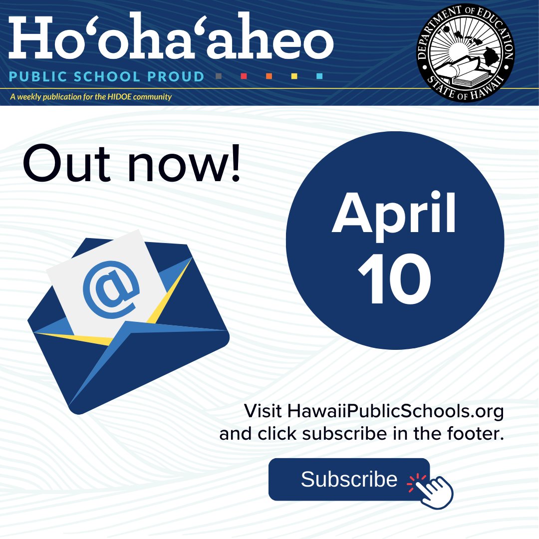 Our latest issue of Hoʻohaʻaheo is out! We're highlighting two educators named as national Milken awardees; retail items created and sold by HIDOE secondary students as part of the Young Entrepreneurs Program; and summer internships. Read more: go.hidoe.us/Hoohaaheo-23-24