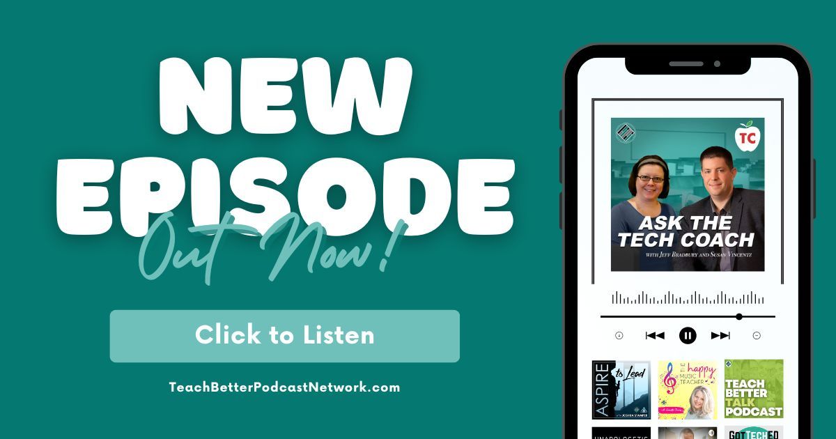 Elevate your role as a tech coach with Ask The Tech Coach! Join hosts Jeff Bradbury & Susan Vincentz in this weekly podcast to support tech coaches and instructional technology specialists. Listen here: buff.ly/48IUOao. #InspiringEducators #TeacherCommunity