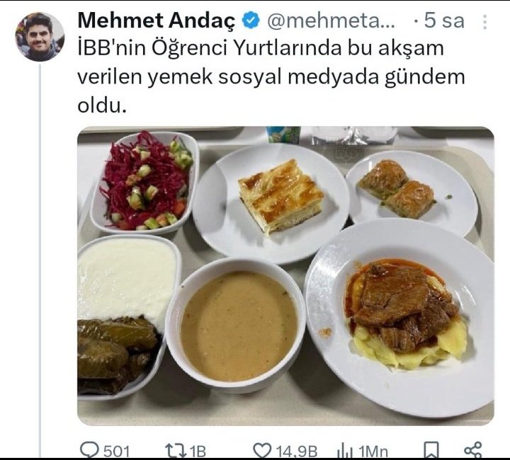 Muğla düğün yemeklerini İBB öğrenci yurtları yemek mönüsü diye paylaşan şeref yoksunları bir yana ona inanan şereflilere ne diyeceğiz?