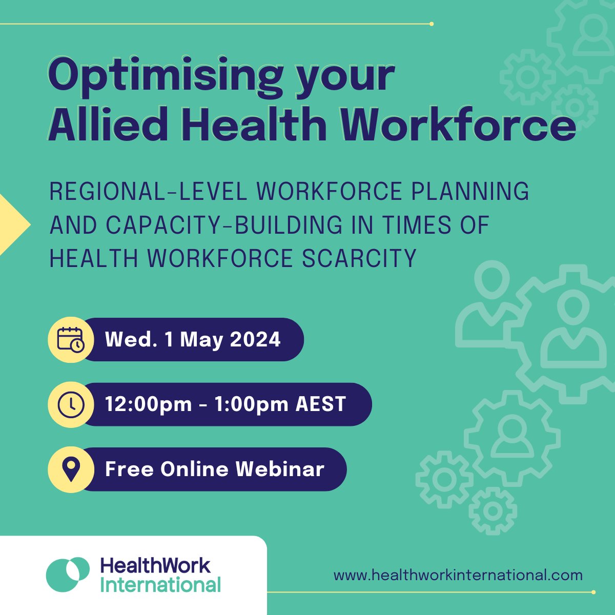 📆 Coming up: 'Optimising your allied health workforce' - a free webinar on regional-level workforce planning and capacity-building in times of health workforce scarcity. 🎟️ Book your spot: loom.ly/pHbDwBU #WorkforcePlanning #AlliedHealth #AlliedHealthWorkforce
