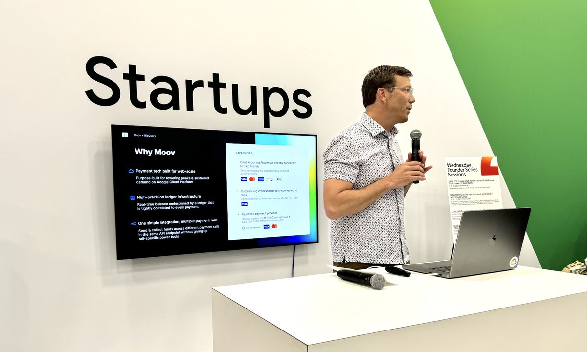 🎤 Thanks to everyone who came to hear @wadearnold present at #GoogleNext24! 👏 If you're at the event, hit us up! We'd love to hang out with more #fintech friends. #GoogleCloudNext
