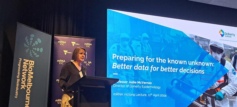 Our third speaker is Prof Jodie McVernon, Director of Doherty Epidemiology @TheDohertyInst. She will discuss preparing for the known unknown: better data for better decisions #mRNASeries