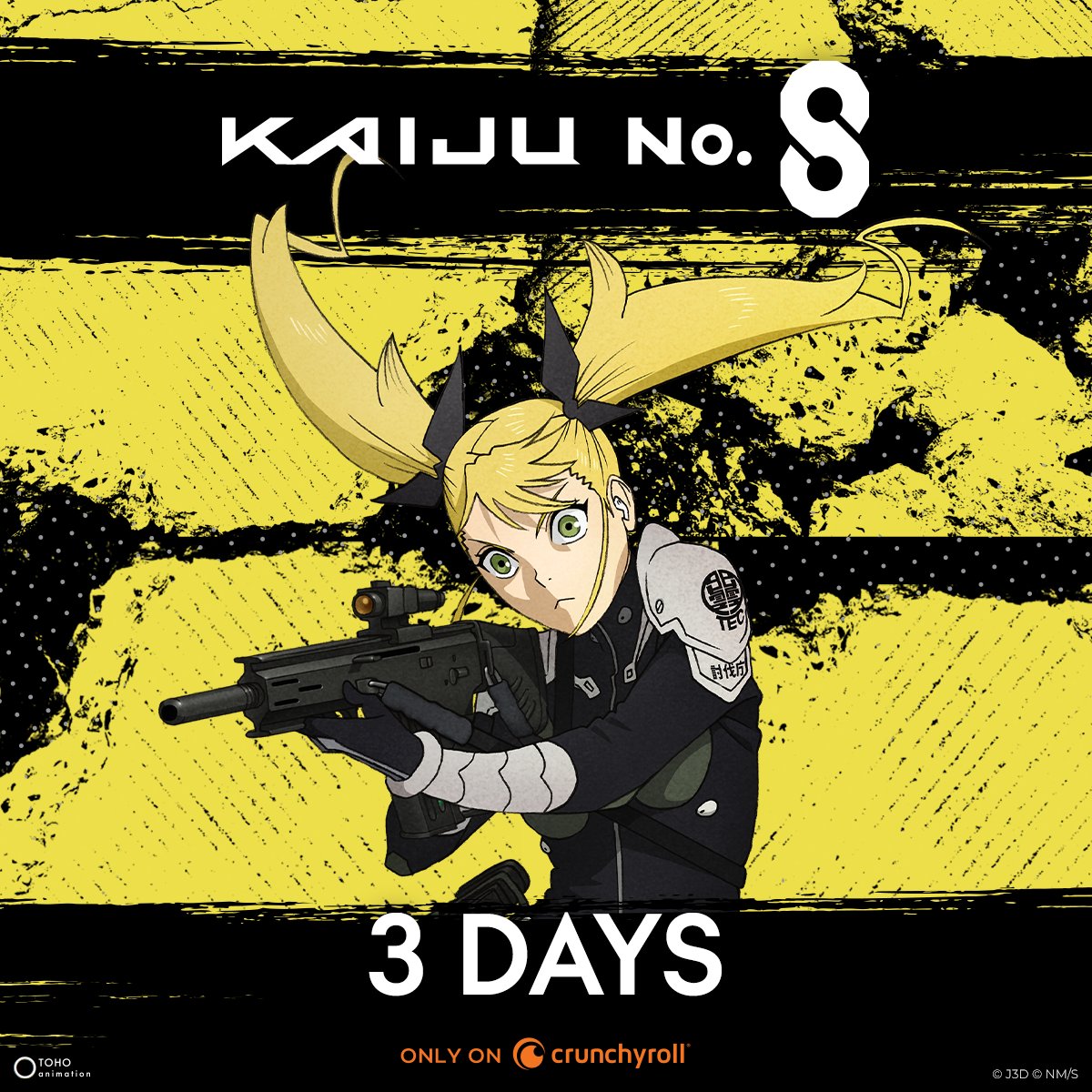 It's almost here! 🔥 Kaiju No.8 is coming in THREE days!