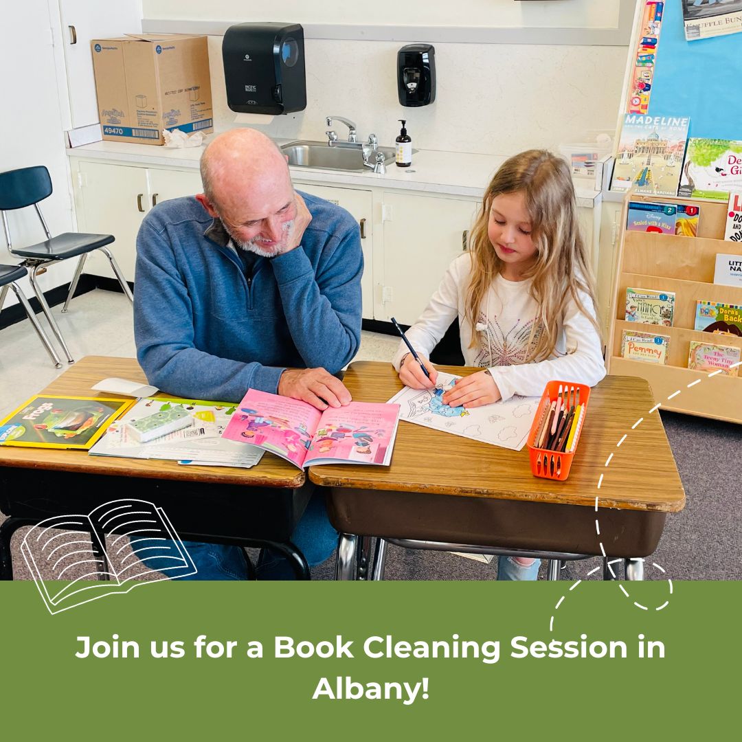 Join us for a book-cleaning session on April 13th at the Albany Public Library! From 1-4 pm, volunteers will learn strategies for cleaning and restoring gently used books and the cleaned books will be given away to kids locally! To sign up, click here: buff.ly/3VRqQ0Q
