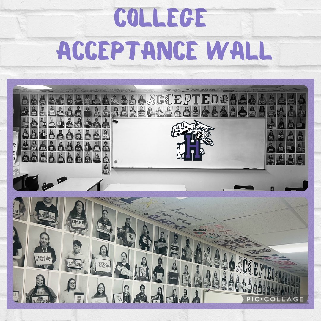 👀 Discover @BreeWelter’s Acceptance Wall at @HumbleISD_HHS! 🎓 When seniors get accepted to college, they’re celebrated and highlighted. Viewing the photos inspires fellow students with the thought, 'That'll be me soon,' boosting motivation!