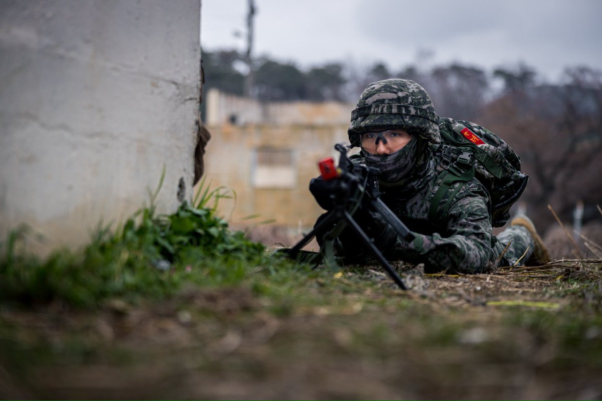 Our #Marines with 4th Marine Regiment and Republic of Korea Marines with 23rd Battalion, 1st ROK Marine Division execute a force-on-force drill during Warrior Shield 24 in Pohang, South Korea.