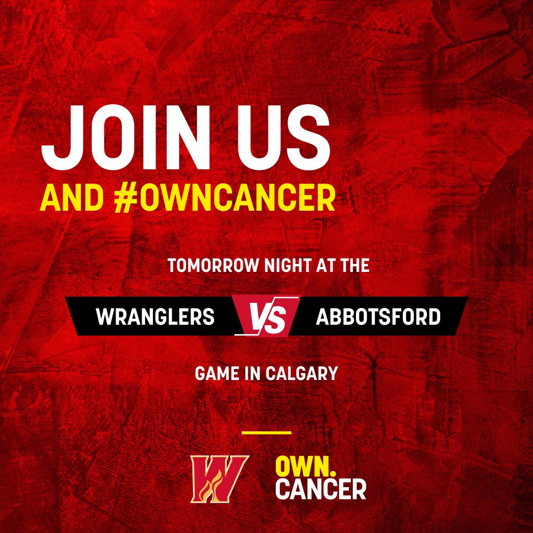 Secure your seat at the @AHLWranglers tomorrow and help us #OWNCANCER!⁠ ⁠ $5 from each ticket bought through the link below will support the Arthur J.E. Child Comprehensive Cancer Centre - opening in #Calgary this Fall.⁠ ⁠ Get your tickets here: saddledome.spinzo.com/?group=own-can…