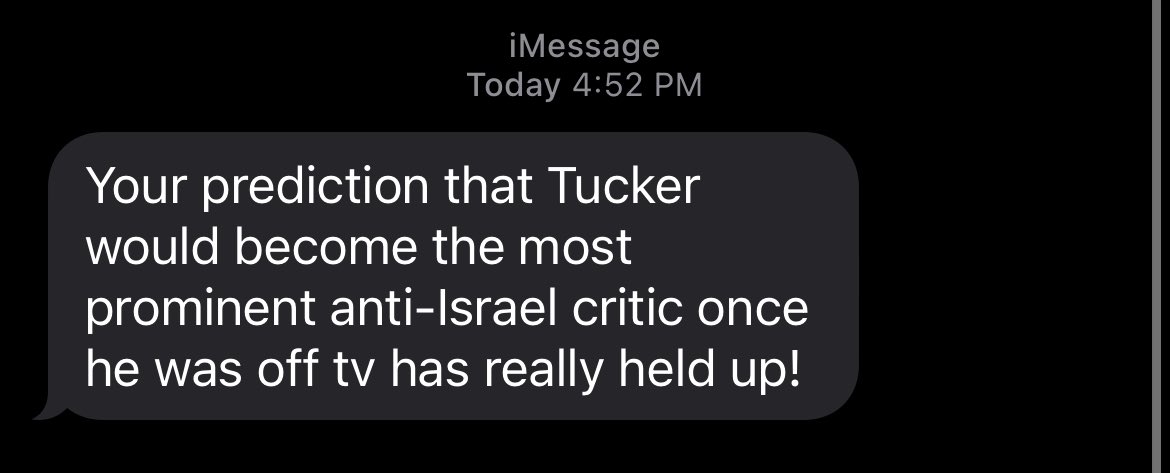 Text I got this afternoon from @zengerle who I talked to in 2021 for his forthcoming book on @TuckerCarlson and the state of the conservative movement.