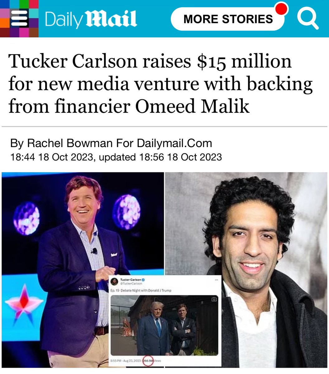 Why has Tucker Carlson turned on Israel since launching his new media venture? Does it have anything to do with his backer, Omeed Malik, the son of immigrants from Pakistan and Iran? Is Tucker really America first? Shouldn’t we follow the money? “I’m just asking questions.”