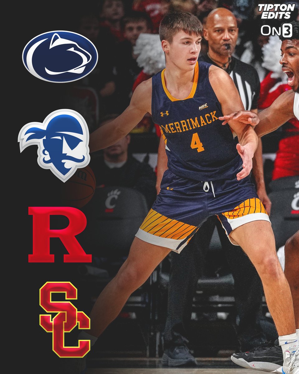 Merrimack transfer guard Jordan Derkack, the NEC Player of the Year and Defensive Player of the Year, tells @On3sports he's planning to visit these four schools: Penn State Seton Hall Rutgers USC Derkack says these are not his final four schools as he remains open to other…