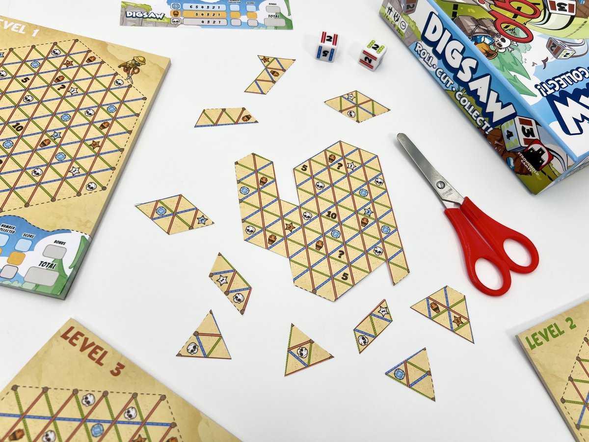 Time to roll and cut deep into Digsaw! Read all about the creation of your favorite roll-and-cut game in the designer dairy. 👇 boardgamegeek.com/blogpost/15928…