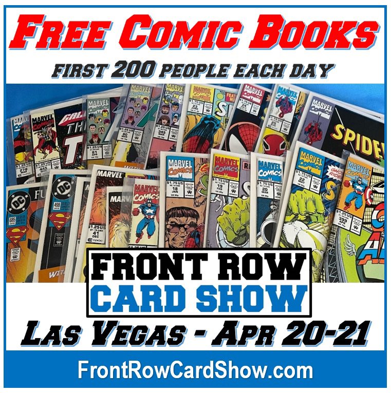 FREE COMIC BOOKS at Las Vegas show on April 20-21 #frontrowcardshow #comicbooks #freecomic #freecomicbook #comicshow #comiccon #nerdculture #nerdculture702 #dccomics #marvelcomics #stanlee #spiderman #superman #batman #cbcs #cgccomics #gradedcomics #vintagecomics #lasvegas
