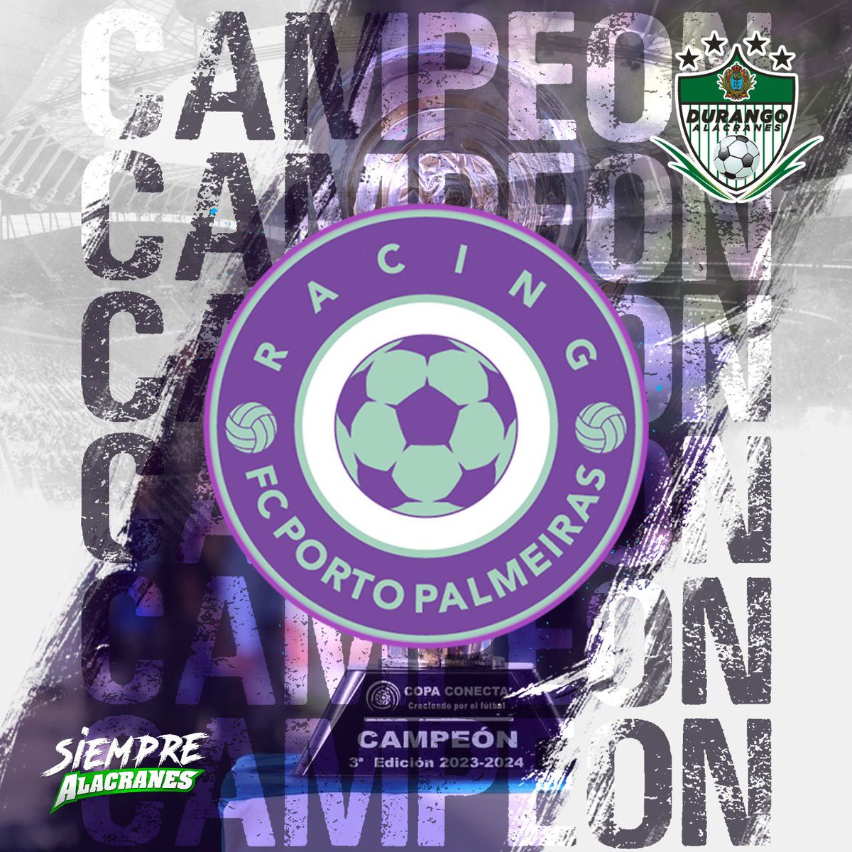 AlacranesdDGO's tweet photo. ¡Felicidades Campeones @racingfcpp 🏆 😈!

La 3era edición de la #CopaConecta se queda en la @LigaPremier_FMF 

#5iempreAlacranes #5iSePuede ⭐️ 🏆 https://t.co/HqF19Henqr