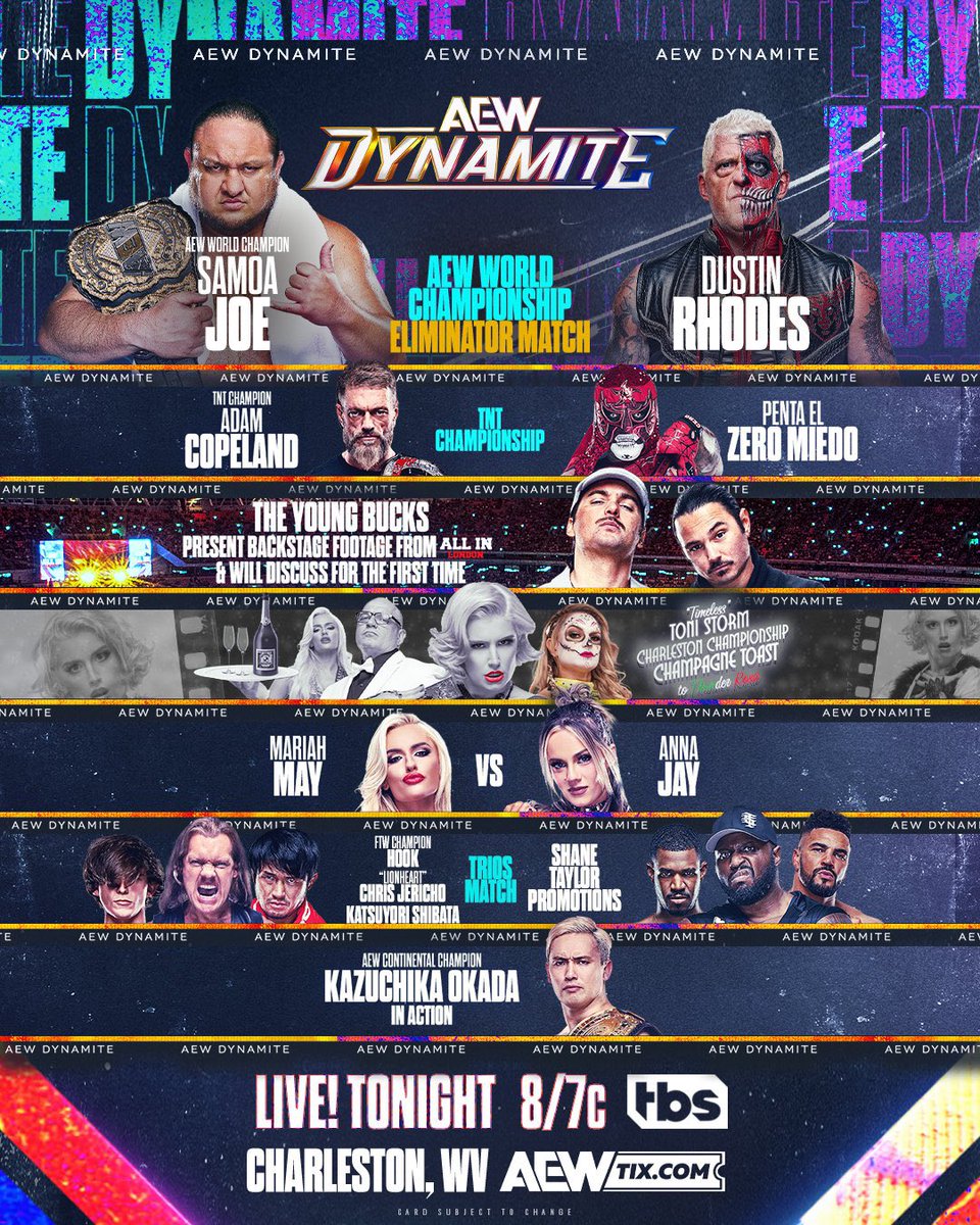 RIGHT NOW!!! #AEWDynamite on @TBSNetwork!!!