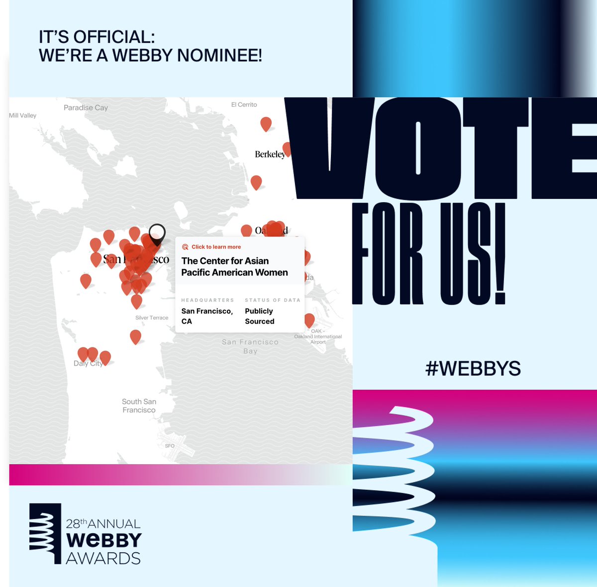 Have you heard? We're nominated for a WEBBY! 🌟 We're so proud to have worked with @taaforg to create The AAPI Nonprofit Database. Now we need your votes! Polls for @TheWebbyAwards close on April 18th 🗳️ vote.webbyawards.com/PublicVoting#/…