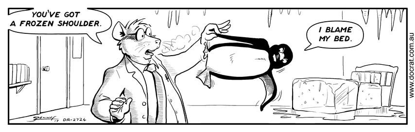 Frozen shoulder penguin. Doc Rat golden oldie DR2724 #DocRat #orthopaedics #orthopedics #penguin First published 20170302