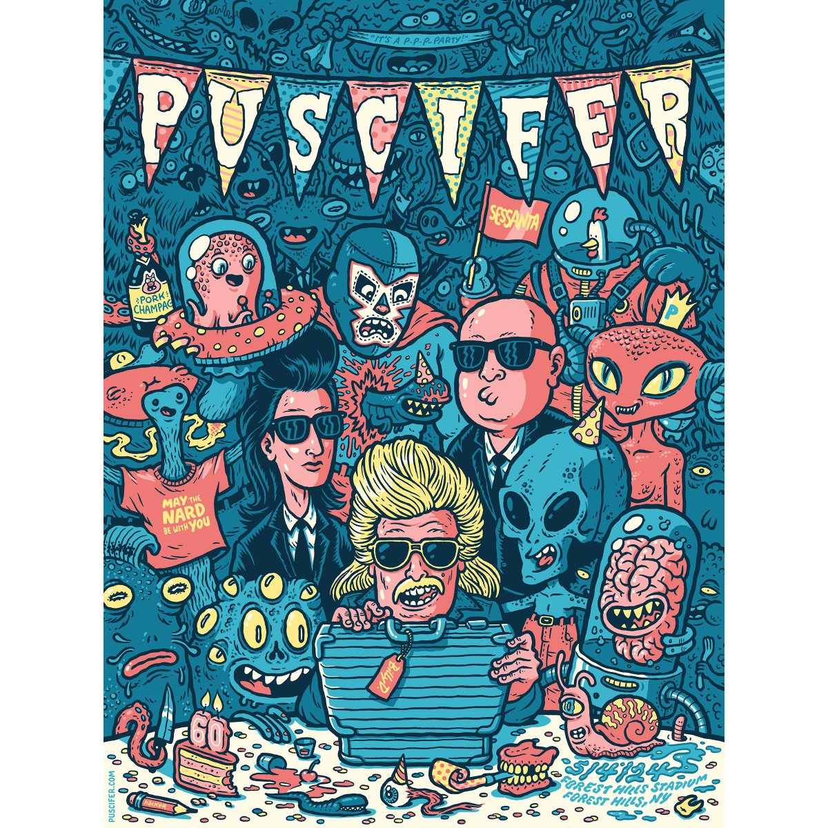 Our final Puscifer poster for Sessanta is for tonight's finale in New York. Designed by Michael Hacker, this is a limited edition of 200 regular 18”x 24” posters, and they will be available at the merch booth. Check out more of Michael Hacker’s work at michaelhacker.at.