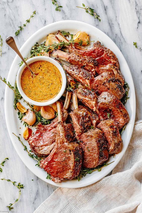 summer_food's tweet photo. Garlic roasted rack of lamb with butter sauce https://t.co/GIejMIsNbO