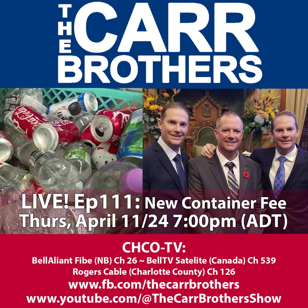 Ep111. @cbcjones had a story earlier this week. Thursday's show is about the new beverage container return system which includes a new recycling fee on all beverage containers. And, the NB Environmental Trust Fund's future is uncertain. @jeffcarr4nms @chcotv @jodyRcarr