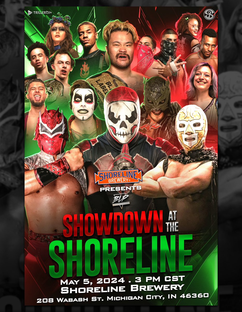 🍺@ShorelineBrew presents🍺 Showdown at the Shoreline May 5th, 3 pm Michigan City, IN Tickets: BLPShoreline.com Multiple ticket experiences available! 1st Row VIP includes 2 hour early admission- meet and greet, restaurant buffet, and 2 beer vouchers!