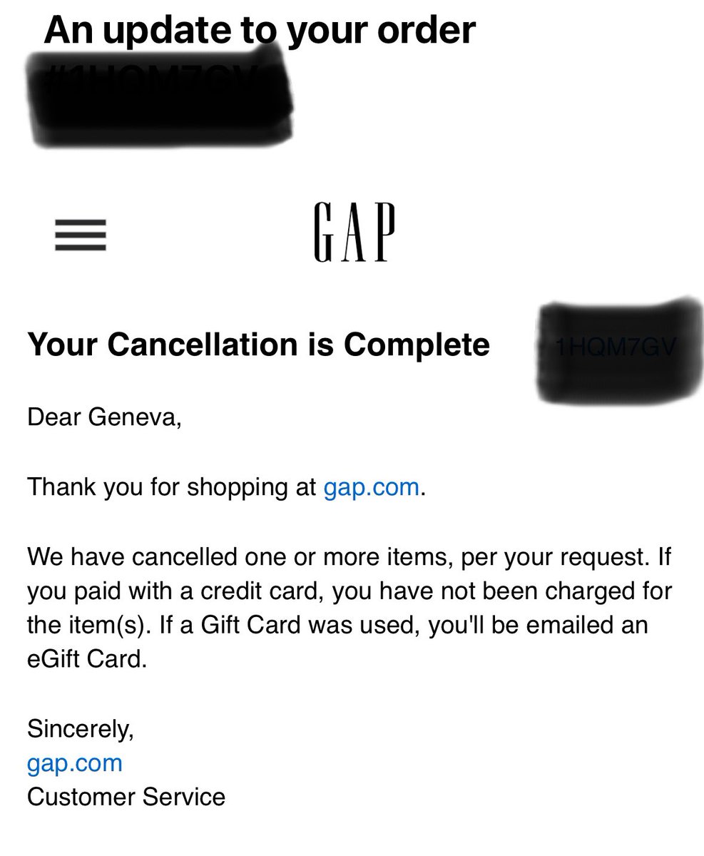 genevae's tweet photo. @Gap except I did not cancel this. In fact, it was the thing in the order I most desired. Why. https://t.co/z2QVHQdoOx