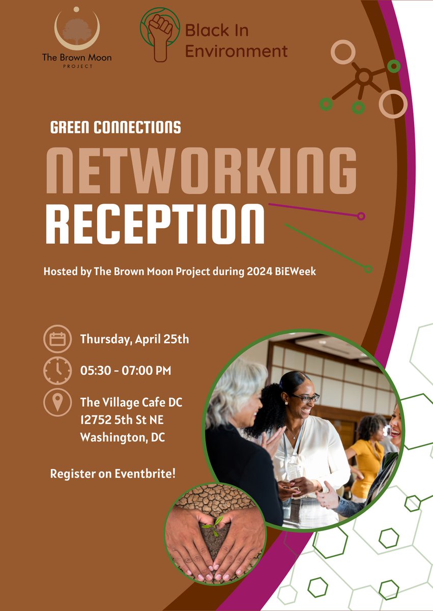 ⚡️ Join us following Day 1 of the #BIEConference for The Brown Moon Project x #BlackInEnvironment Networking Reception. This event is the perfect opportunity to make valuable connections while enjoying light appetizers and refreshments. Register here: bit.ly/3xvPDxu