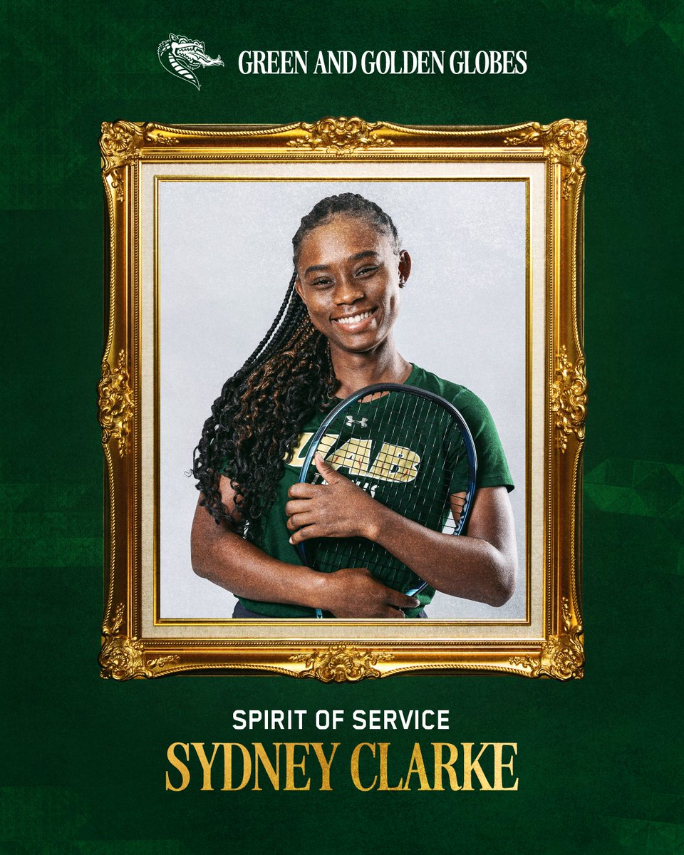 𝓖𝓻𝓮𝓮𝓷 𝓪𝓷𝓭 𝓖𝓸𝓵𝓭𝓮𝓷 𝓖𝓵𝓸𝓫𝓮𝓼 Not only does she win on the court, but she is amazing in the community as well. Congratulations to Sydney Clarke of @UAB_WTN for logging over 80 hours of community service this year, the most of any UAB student-athlete. #WinAsOne