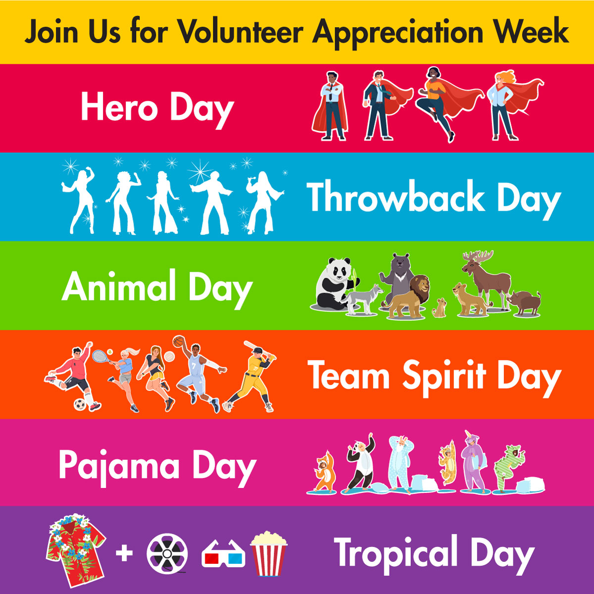 It's Volunteer Appreciation and we are planning a week of fun! Join us for daily themes and maybe even a special treat. For more information and to sign up, click the link. bit.ly/4cUWil5