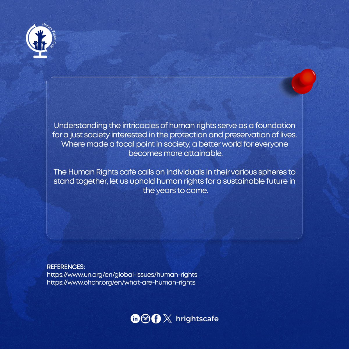 Did you know that human rights are inherent to every individuals regardless of age, sex, race, religion, or any other differences? 
#Humanrightscafé