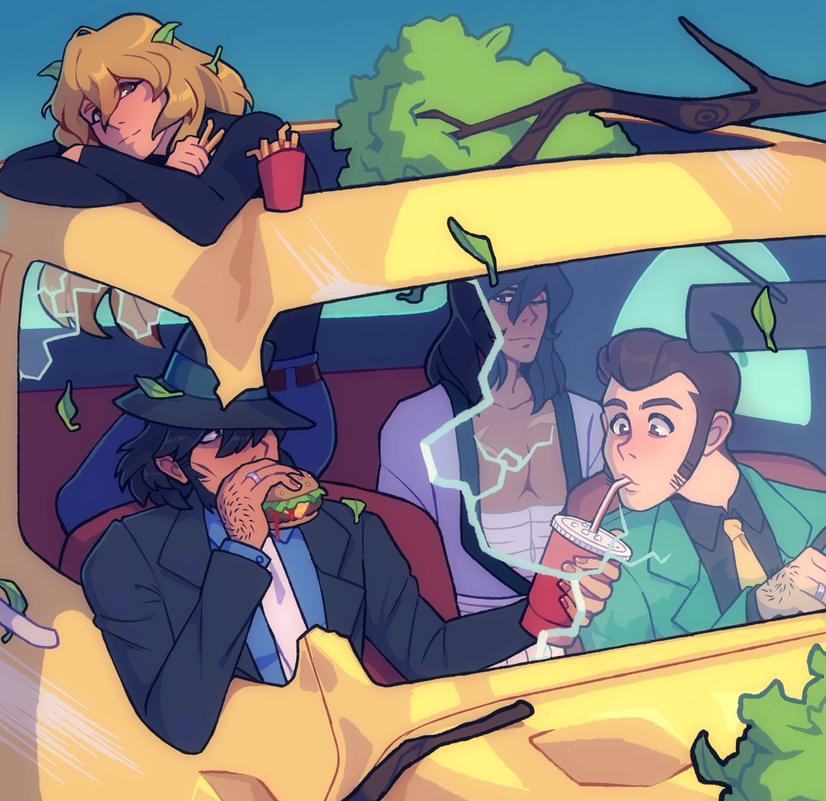 amaringos's tweet photo. lil fast food break after the heist 🍔 #LupinIII https://t.co/hzsKBXwe4l