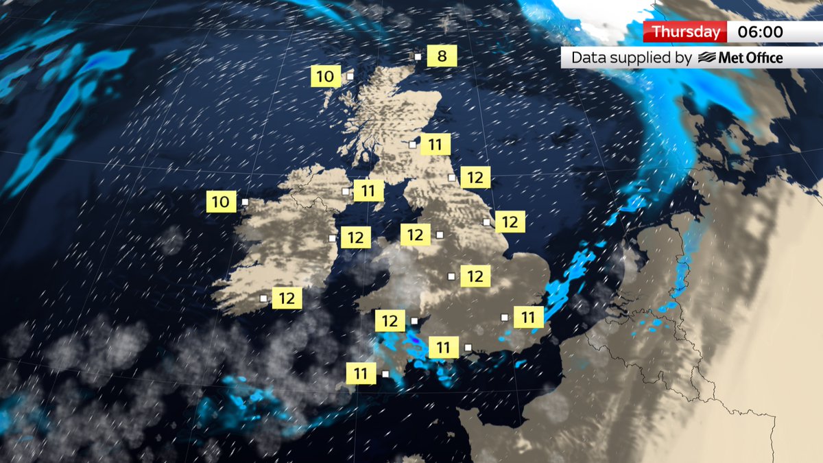 Rain N&W spreading across all of Britain, turning light& inpatchy & confined to S England by morning. S Britan Staying rather murky, with hill & coastal fog, skies clearing to N&W. Very mild but windy, with coastal gales in W for a time. More - news.sky.com/weather