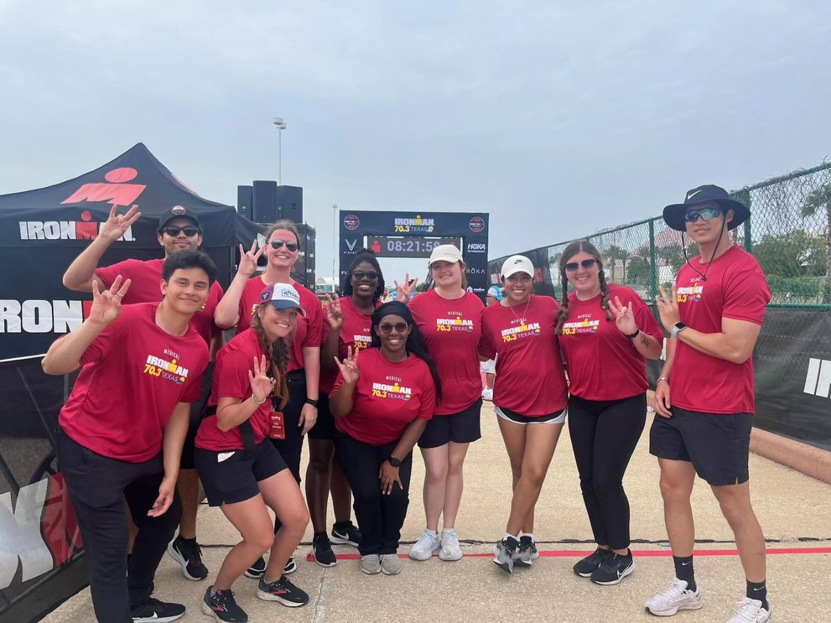 HHP faculty Dr. Layci Harrison with MAT program students at Ironman 70.3 Texas.
