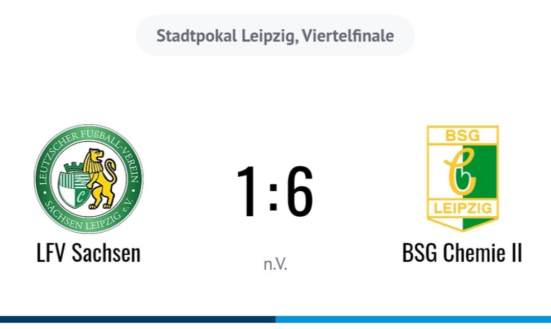 ⚽ Stadtpokal Leipzig 🏆 #reserves

We are through to the semi-finals but it was not easy, 1:1 at 90', it took us extra time to convincingly overcome lower league LFV Sachsen.