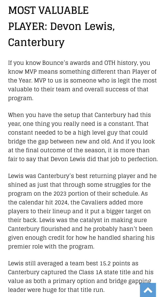 Congratulations to TPE 2024 G Devon Lewis on receiving Outside The Huddle MVP honors for teams outside of conference!