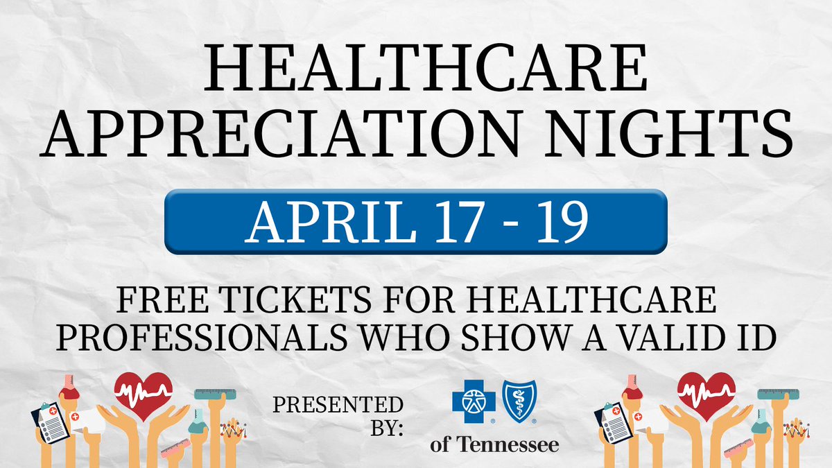 Our Healthcare Appreciation Nights presented by BlueCross BlueShield of Tennessee are April 17-19! Click here to nominate a Healthcare Professional: buff.ly/3TW8OYC